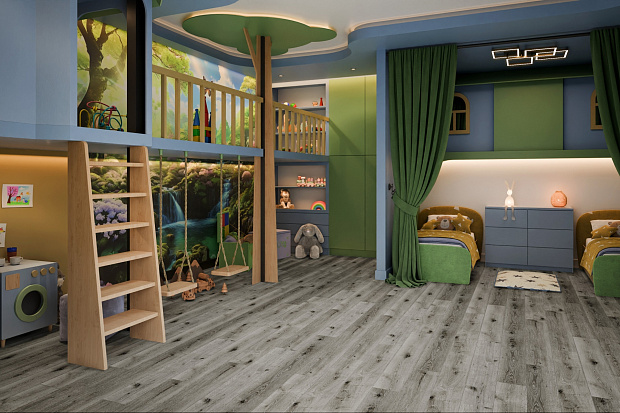 SPC-ламинат Damy Floor Family T7020-5D Дуб Состаренный Серый