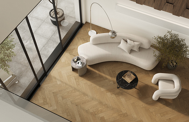 Паркетная доска Quartz Parquet Английская Ёлка Дуб Рустикальный 33-410