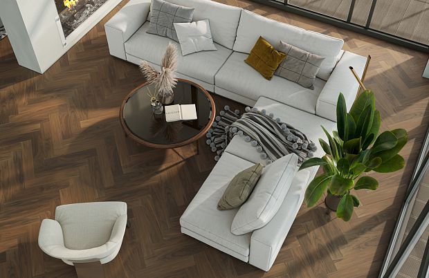 Паркетная доска Quartz Parquet Английская Ёлка Орех Американский 33-400-29