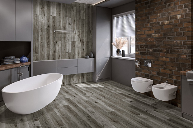SPC-ламинат Damy Floor Family T7020-5D Дуб Состаренный Серый