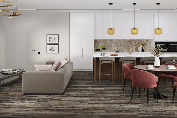 Кварц-винил Damy Floor Family LVT TCM369-7-LVT Дуб Рустикальный Черный