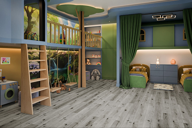SPC-ламинат Damy Floor Family T7020-2 Дуб Классический Серый