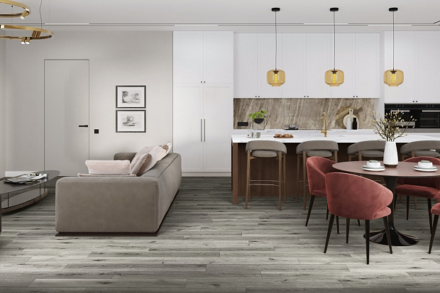 SPC-ламинат Damy Floor Family T7020-5D Дуб Состаренный Серый